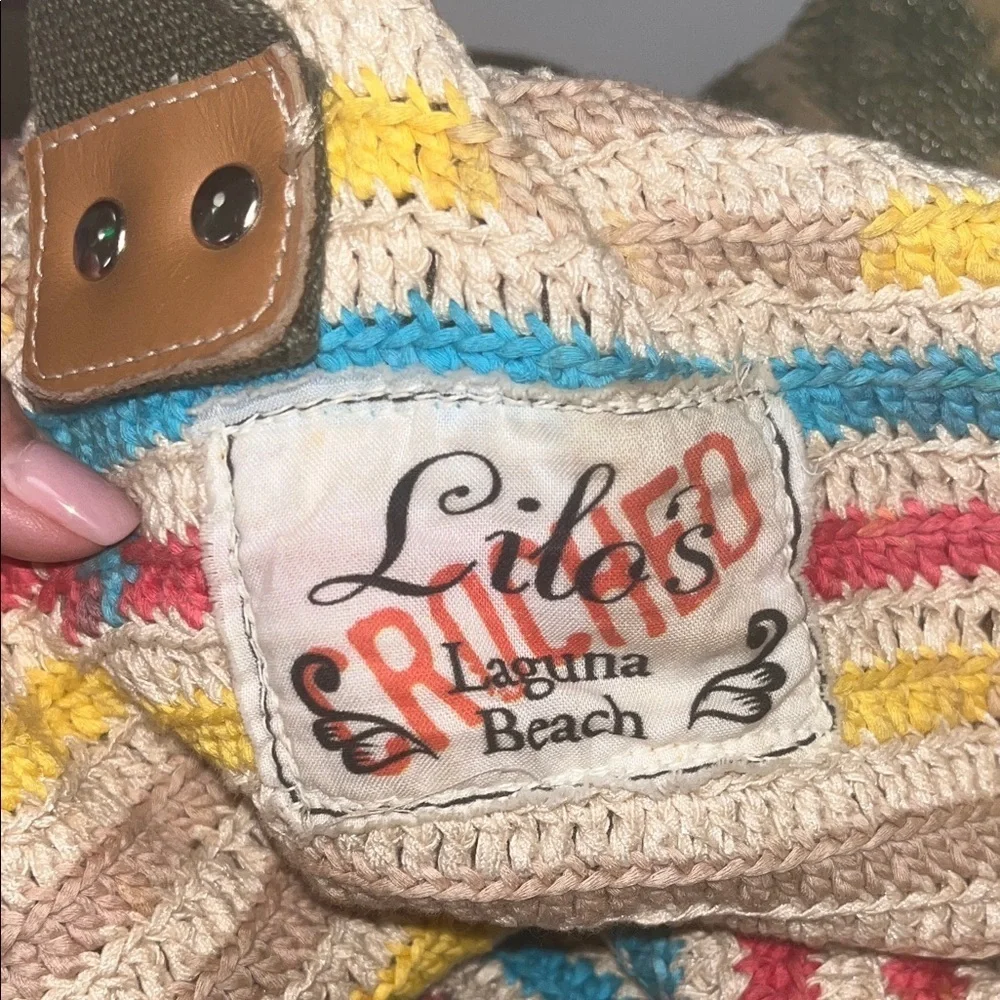 Lilos Laguna Beach Large Striped Crochet Shoulder Bag